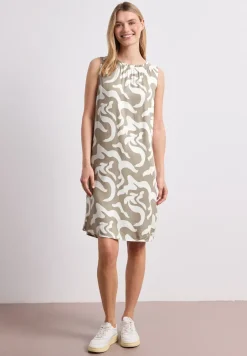 Knielanges Kleid mit Rundhals und Print