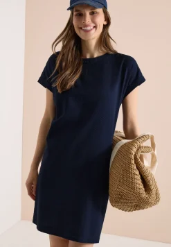 Knielanges Kleid mit Seersuckerstruktur