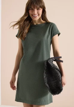 Knielanges Kleid mit Seersuckerstruktur