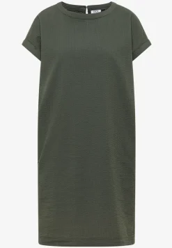 Knielanges Kleid mit Seersuckerstruktur