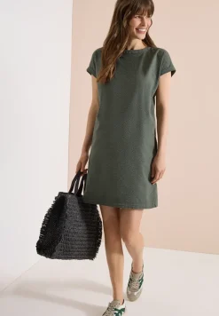 Knielanges Kleid mit Seersuckerstruktur