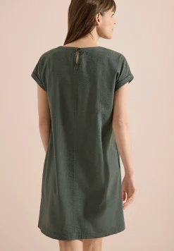 Knielanges Kleid mit Seersuckerstruktur