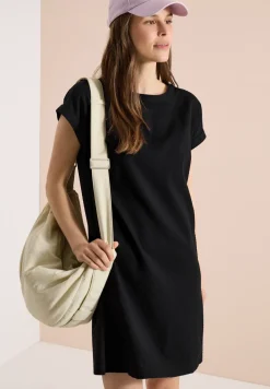 Knielanges Kleid mit Seersuckerstruktur