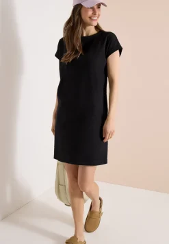 Knielanges Kleid mit Seersuckerstruktur
