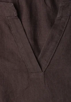 Knielanges Kleid mit Split Neck aus Leinen