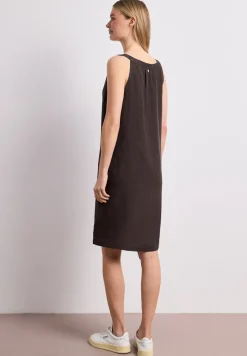Knielanges Kleid mit Split Neck aus Leinen