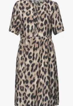 Knielanges Kleid mit Split Neck und Print