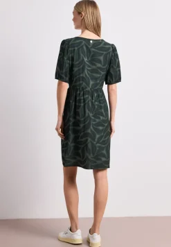 Knielanges Kleid mit Split Neck und Print
