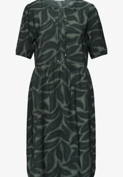 Knielanges Kleid mit Split Neck und Print