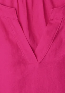 Knielanges Kleid mit Split Neck aus Leinen