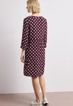 Knielanges Kleid mit Split Neck und Print