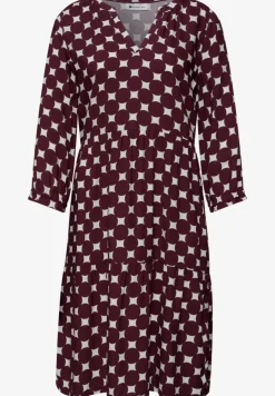Knielanges Kleid mit Split Neck und Print