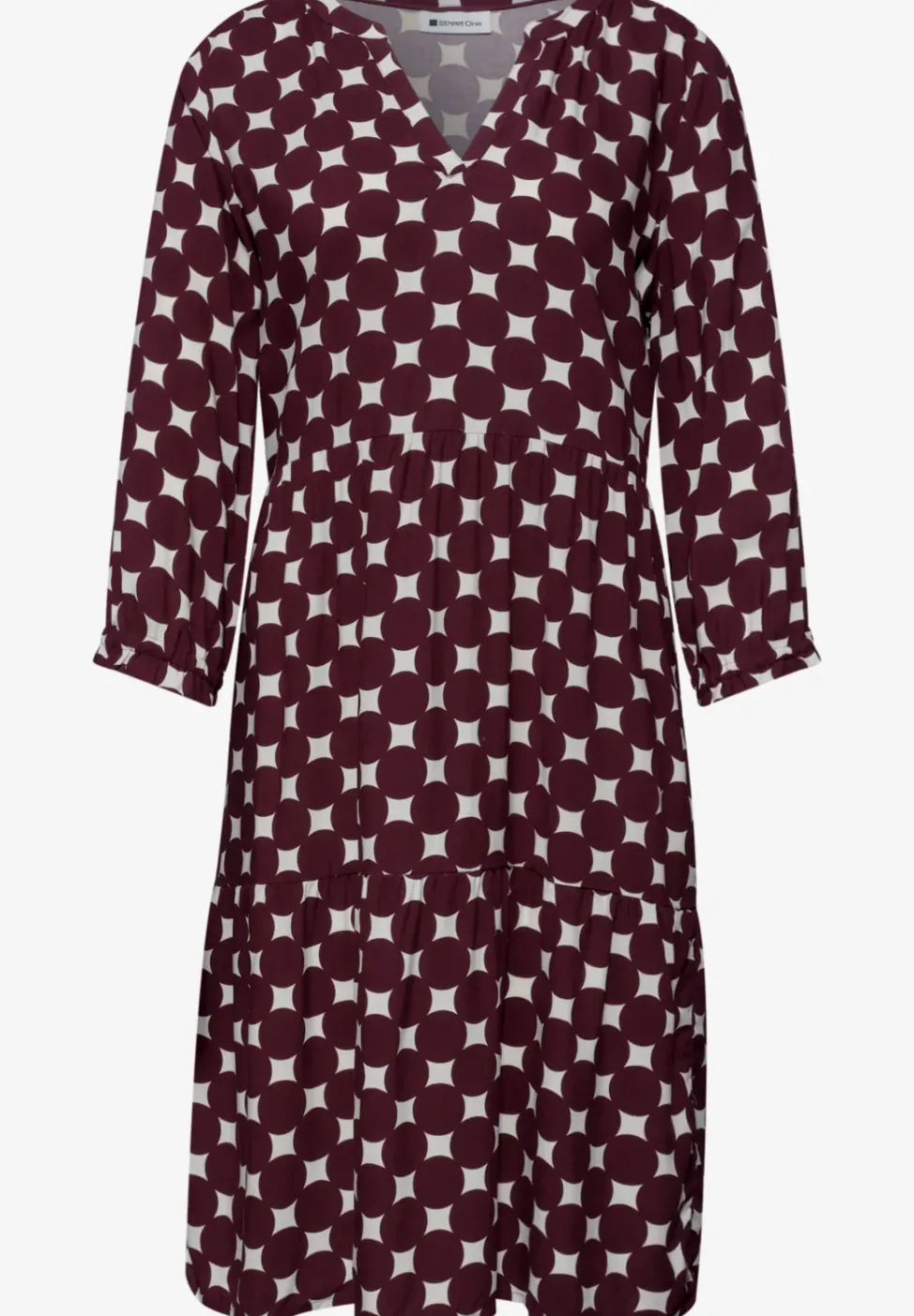 Knielanges Kleid mit Split Neck und Print