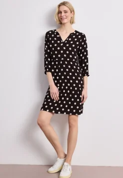 Knielanges Kleid mit Split Neck und Print