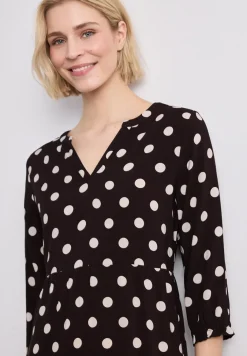 Knielanges Kleid mit Split Neck und Print