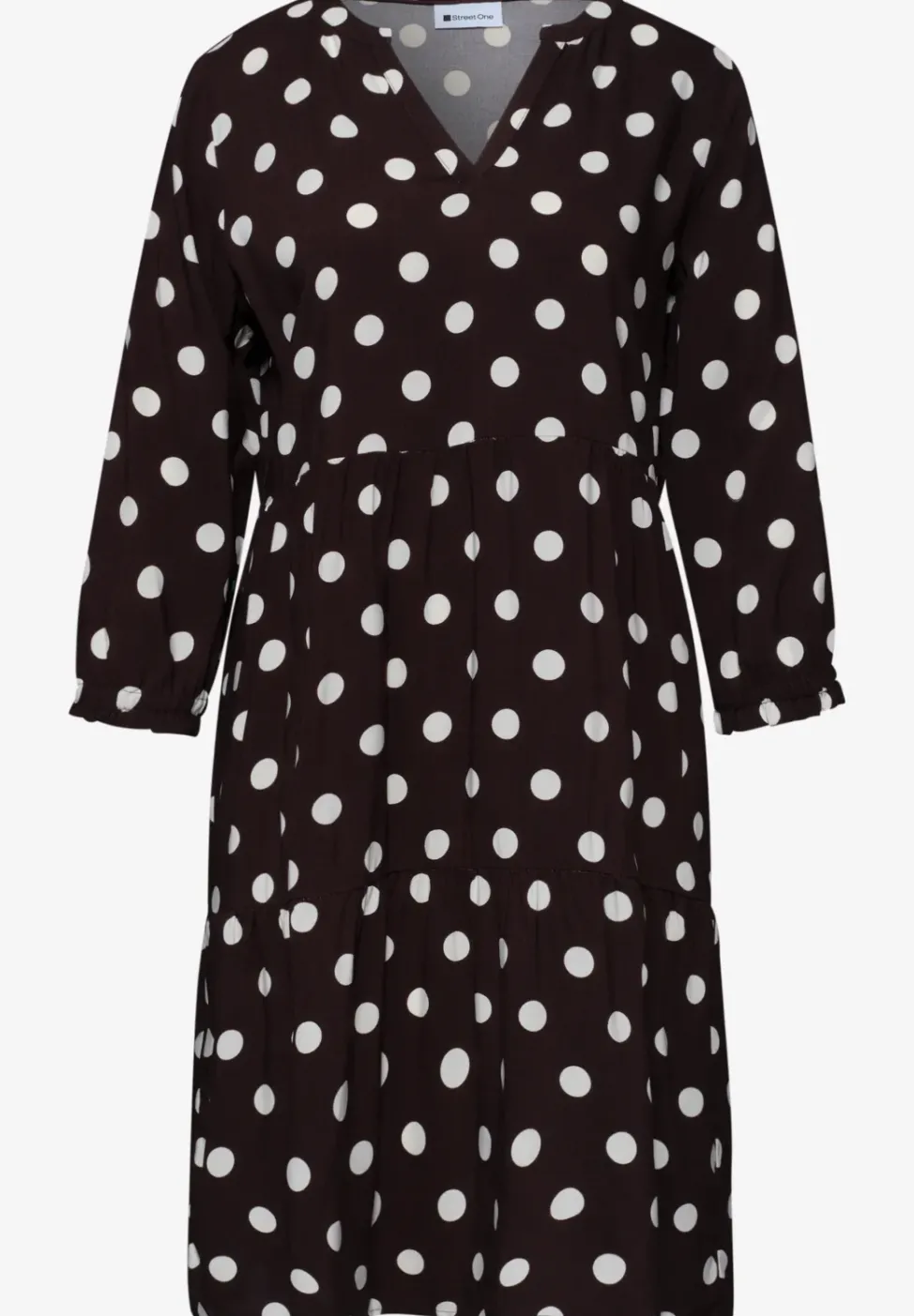 Knielanges Kleid mit Split Neck und Print