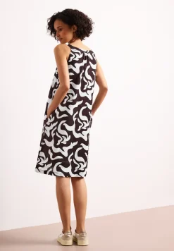 Knielanges Kleid mit Split Neck aus Leinen