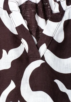 Knielanges Kleid mit Split Neck aus Leinen