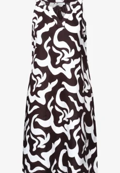 Knielanges Kleid mit Split Neck aus Leinen