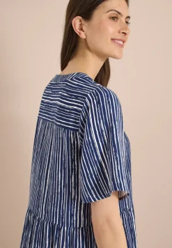 Knielanges Kleid mit Streifenmuster
