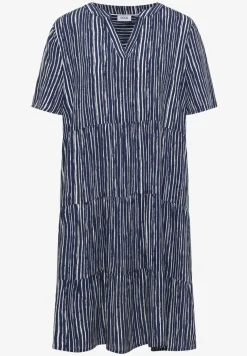 Knielanges Kleid mit Streifenmuster