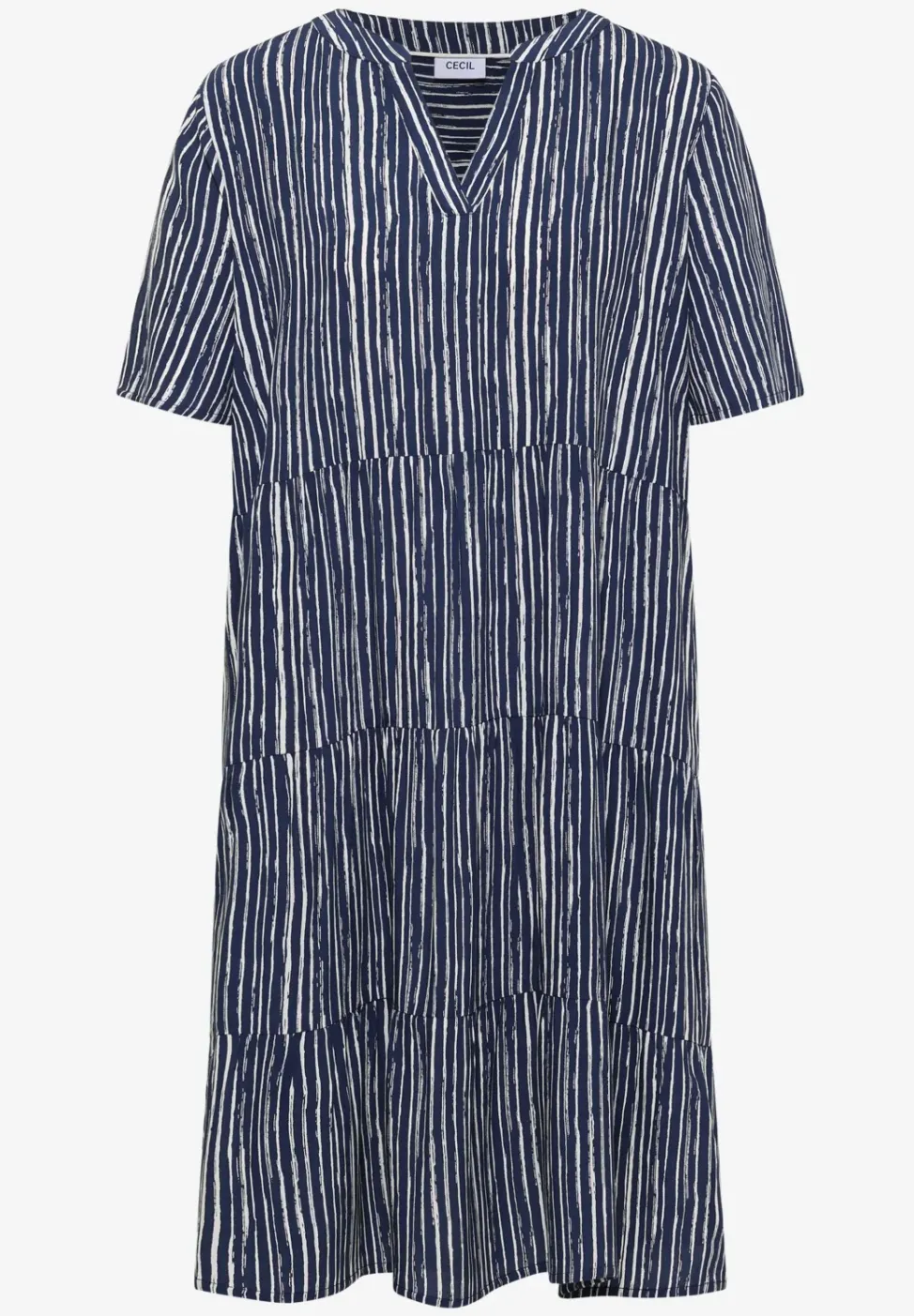 Knielanges Kleid mit Streifenmuster