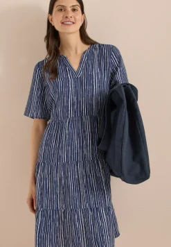 Knielanges Kleid mit Streifenmuster