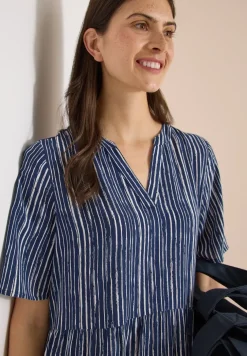 Knielanges Kleid mit Streifenmuster