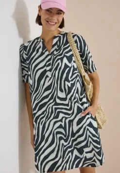 Knielanges Kleid mit Zebraprint
