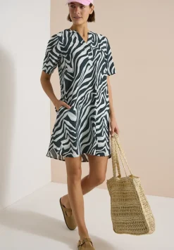 Knielanges Kleid mit Zebraprint