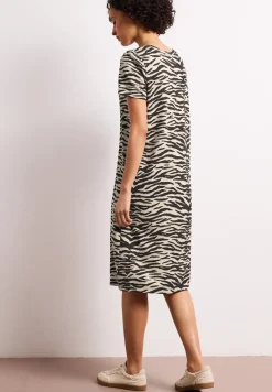 Knielanges Kleid mit Zebra-Print