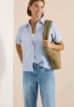 Kurzarm Bluse aus reinem Leinen
