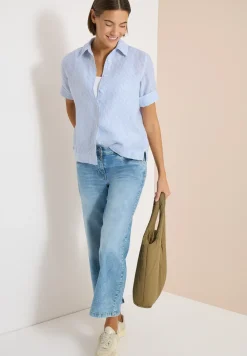 Kurzarm Bluse aus reinem Leinen