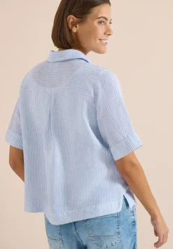 Kurzarm Bluse aus reinem Leinen