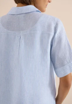 Kurzarm Bluse aus reinem Leinen