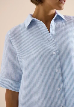 Kurzarm Bluse aus reinem Leinen