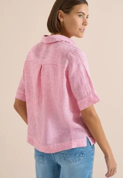 Kurzarm Bluse aus reinem Leinen