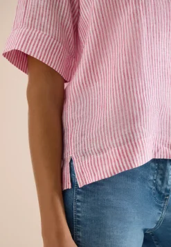 Kurzarm Bluse aus reinem Leinen