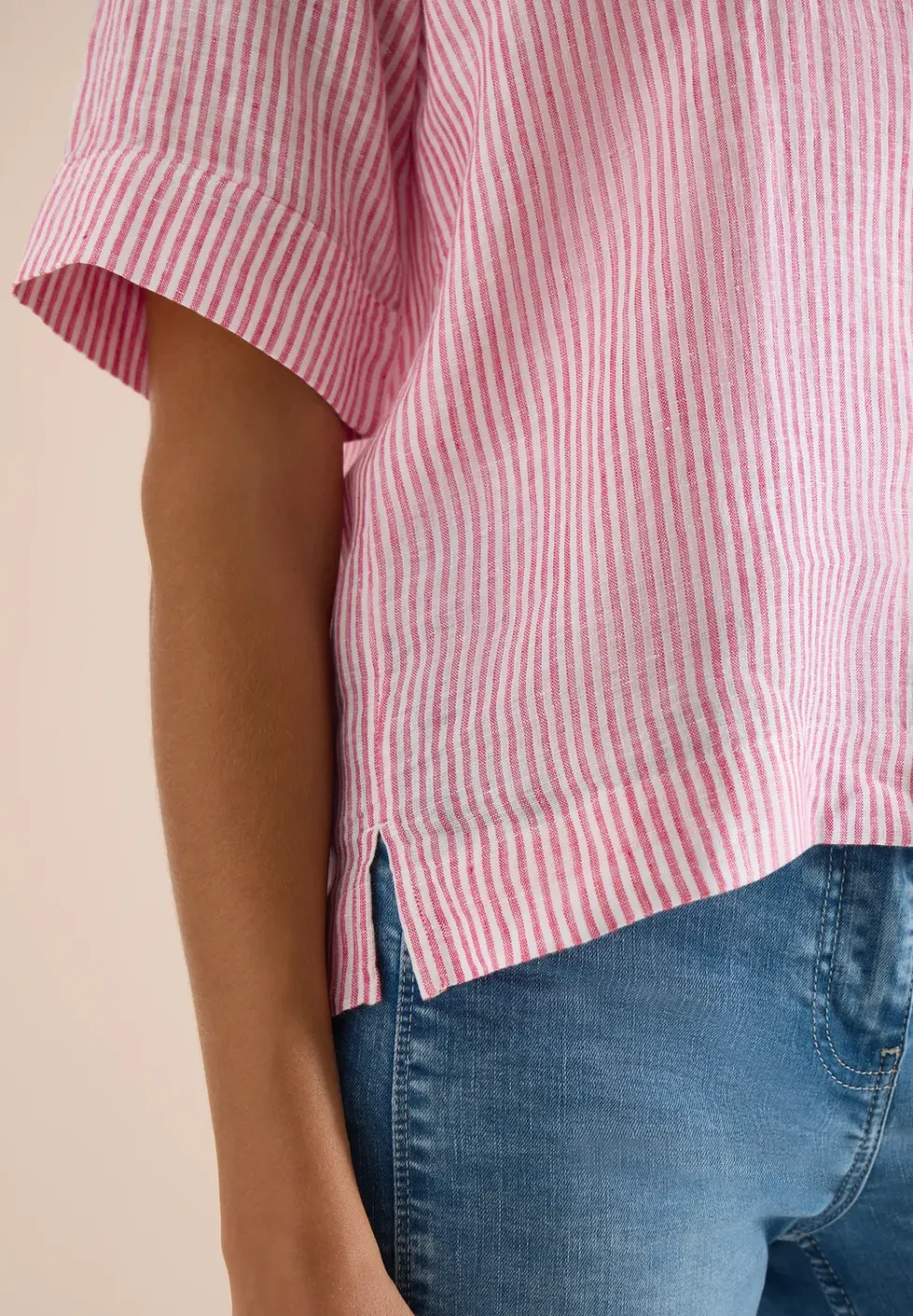 Kurzarm Bluse aus reinem Leinen