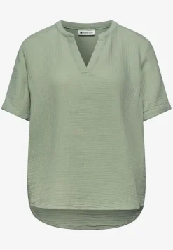 Kurzarm Bluse in Musselinqualität mit Turn-Up
