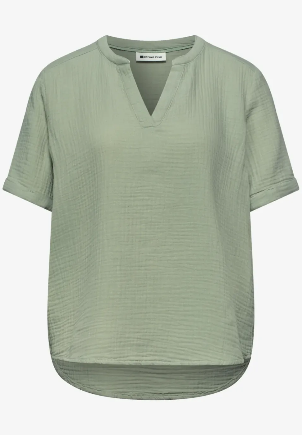 Kurzarm Bluse in Musselinqualität mit Turn-Up