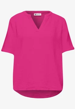 Kurzarm Bluse in Musselinqualität mit Turn-Up