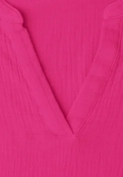 Kurzarm Bluse in Musselinqualität mit Turn-Up