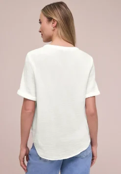 Kurzarm Bluse in Musselinqualität mit Turn-Up