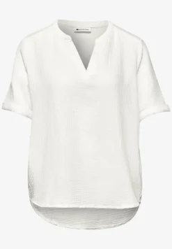 Kurzarm Bluse in Musselinqualität mit Turn-Up