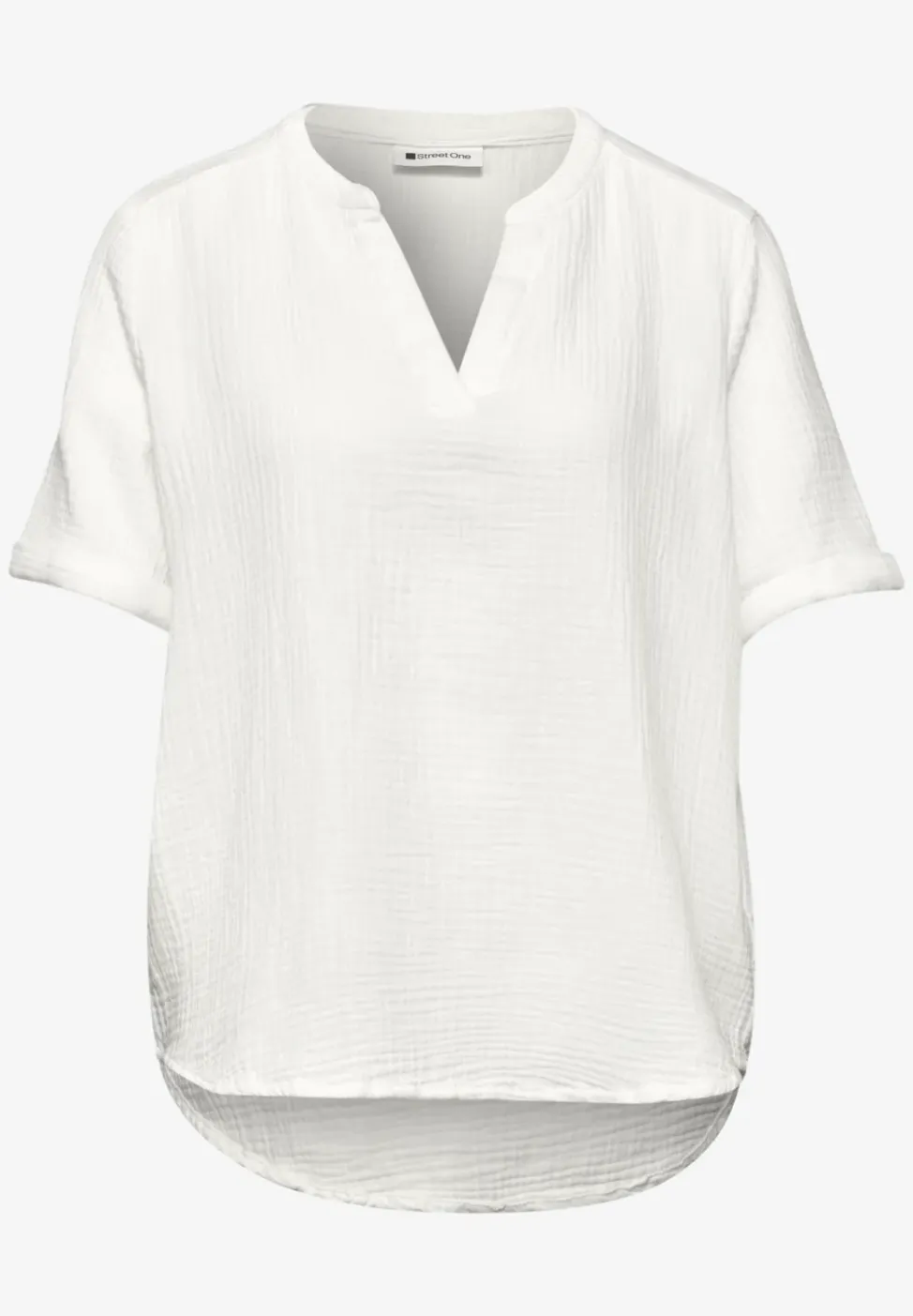 Kurzarm Bluse in Musselinqualität mit Turn-Up