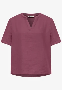 Kurzarm Bluse in Musselinqualität mit Turn-Up