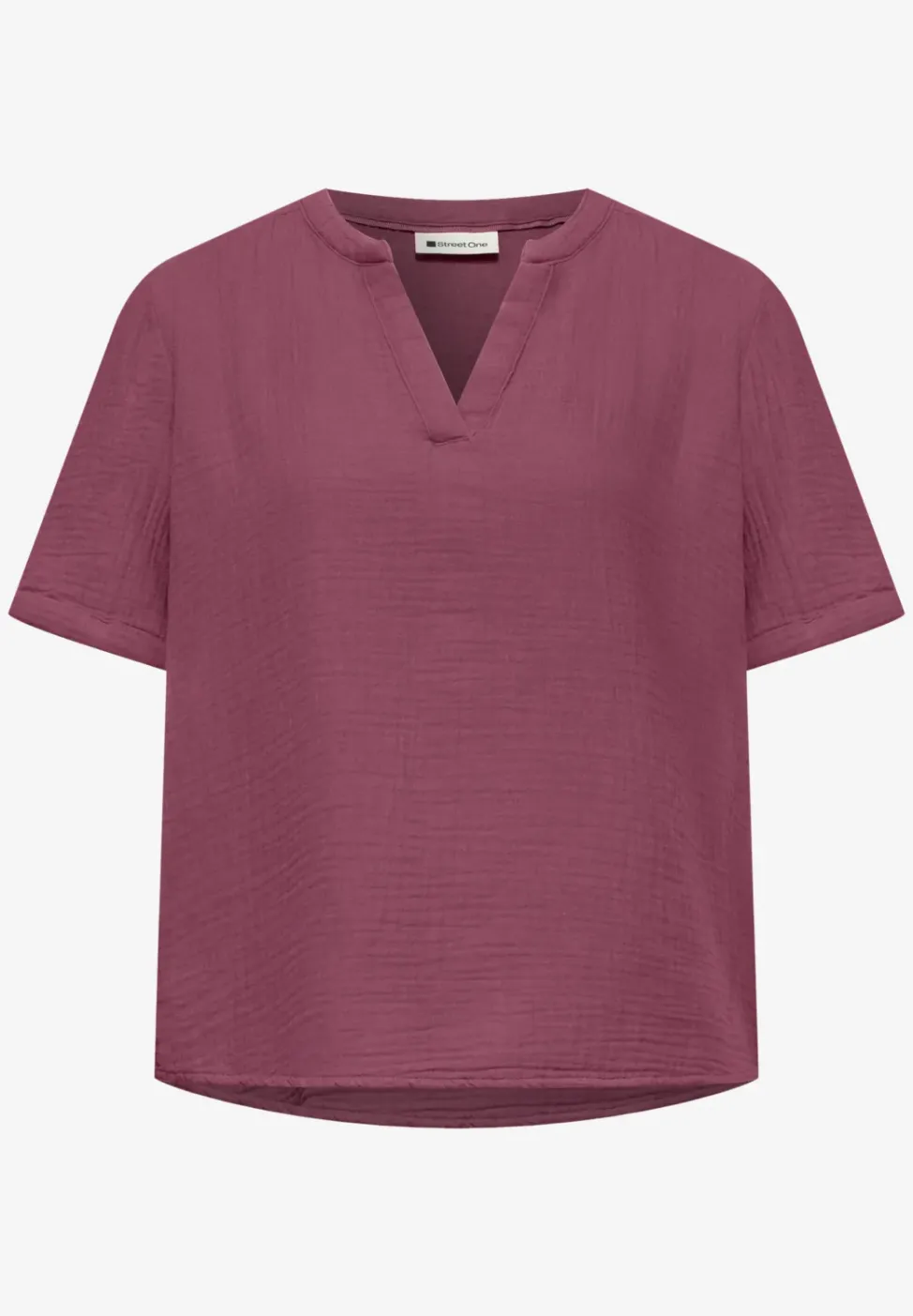 Kurzarm Bluse in Musselinqualität mit Turn-Up