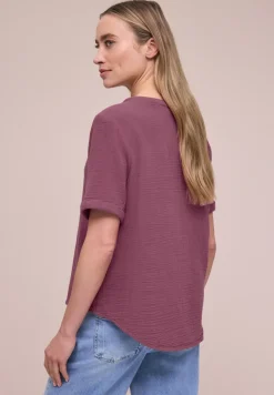 Kurzarm Bluse in Musselinqualität mit Turn-Up