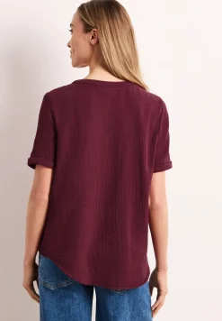 Kurzarm Bluse in Musselinqualität mit Turn-Up